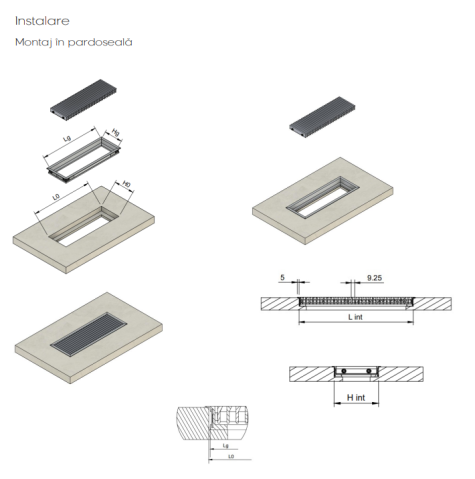 Grila liniara de pardoseala din aluminiu eloxat natur model WAVE [2]