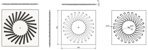 SW-R-24  Difuzor Turbionar 595×595 mm - Placă Pătrată cu Lamele Ajustabile pentru Introducerea și Evacuarea Aerului [1]