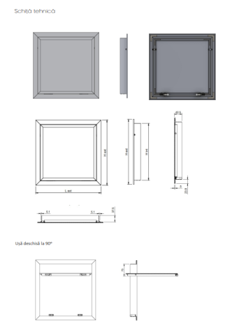 Usa de vizitare din aluminiu vopsit alb RAL 9016 model AD cu sistem de deschidere click prin apasare [1]