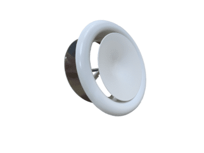 Valvă de refulare SV, circulară, debit reglabil, montaj pe perete sau tavan, diametre 100–200 mm [4]