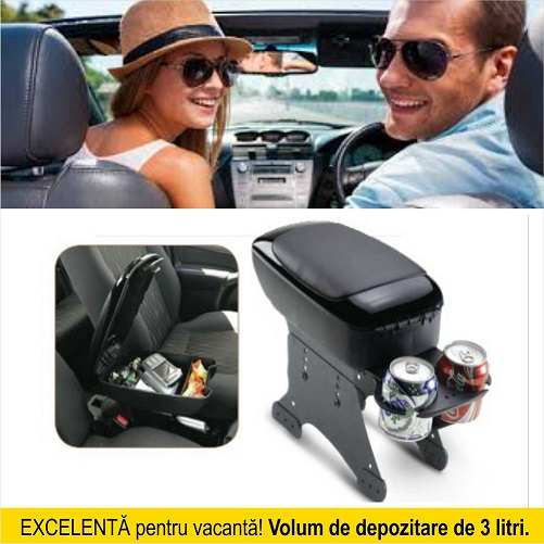 Cotiera auto UNIVERSALA, capitonata, cu spatiu de depozitare si suport pentru bauturi - design italian [2]