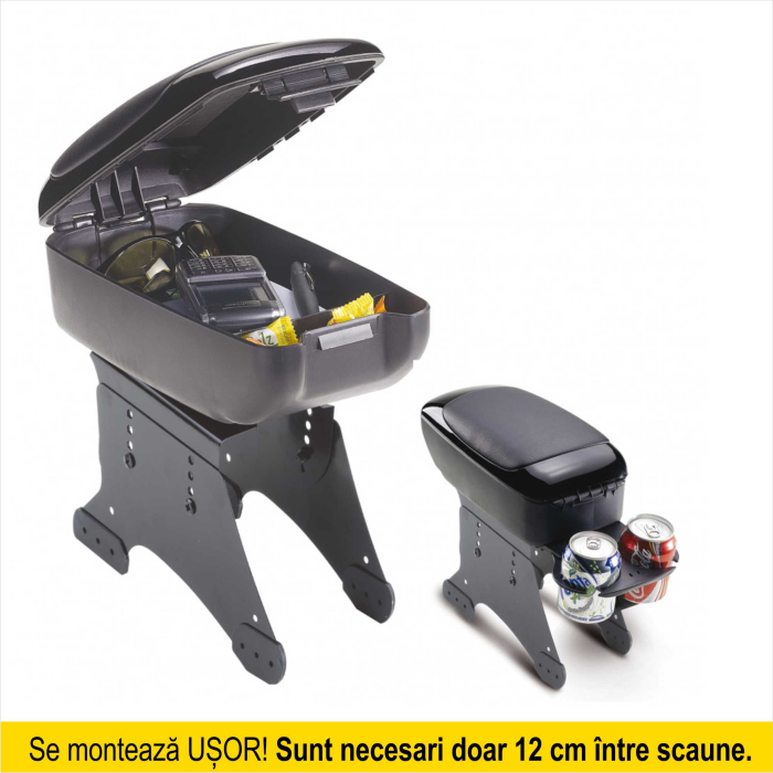 Cotiera auto UNIVERSALA, capitonata, cu spatiu de depozitare si suport pentru bauturi - design italian [3]