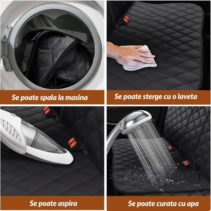 Husa matlasata, impermeabila pentru bancheta spate auto - material rezistent, 122 cm, negru [4]