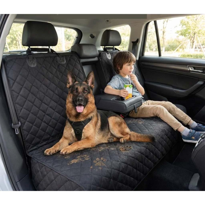 Husa matlasata, impermeabila pentru bancheta spate auto - material rezistent, 122 cm, negru [2]
