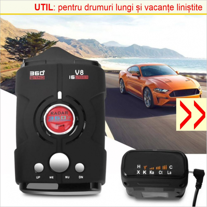 Detector Radar V8 360 Plus cu alerta sonora + luminoasa si arie de detectie la 360 grade [9]