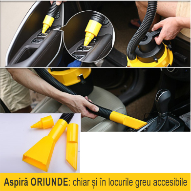 Aspirator auto turbo 2 in 1: ASPIRA umed + uscat si UMFLA obiecte din plastic [3]