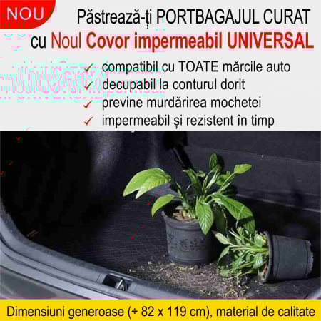 OFERTA SAPTAMANII - NOU! Covor impermeabil pentru portbagaj decupabil la conturul dorit - marime universala