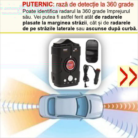 Detector Radar V8 360 Plus cu alerta sonora + luminoasa si arie de detectie la 360 grade [6]