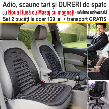 HUSE AUTO - Set 2 x Huse cu Masaj cu Magneti - marime universala