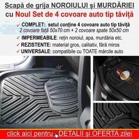 Set complet de 4 covoare auto tip tavita, cu margini inalte, impermeabile - marime universala [5]