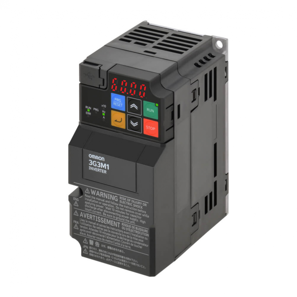 3G3M1-A2002, Convertizor M1, 0.2/0.4 kW (HD/ND), 1.6/2.0 A (HD/ND), 200 VAC, 3~ intrare, OLV/CLV control, STO [1]