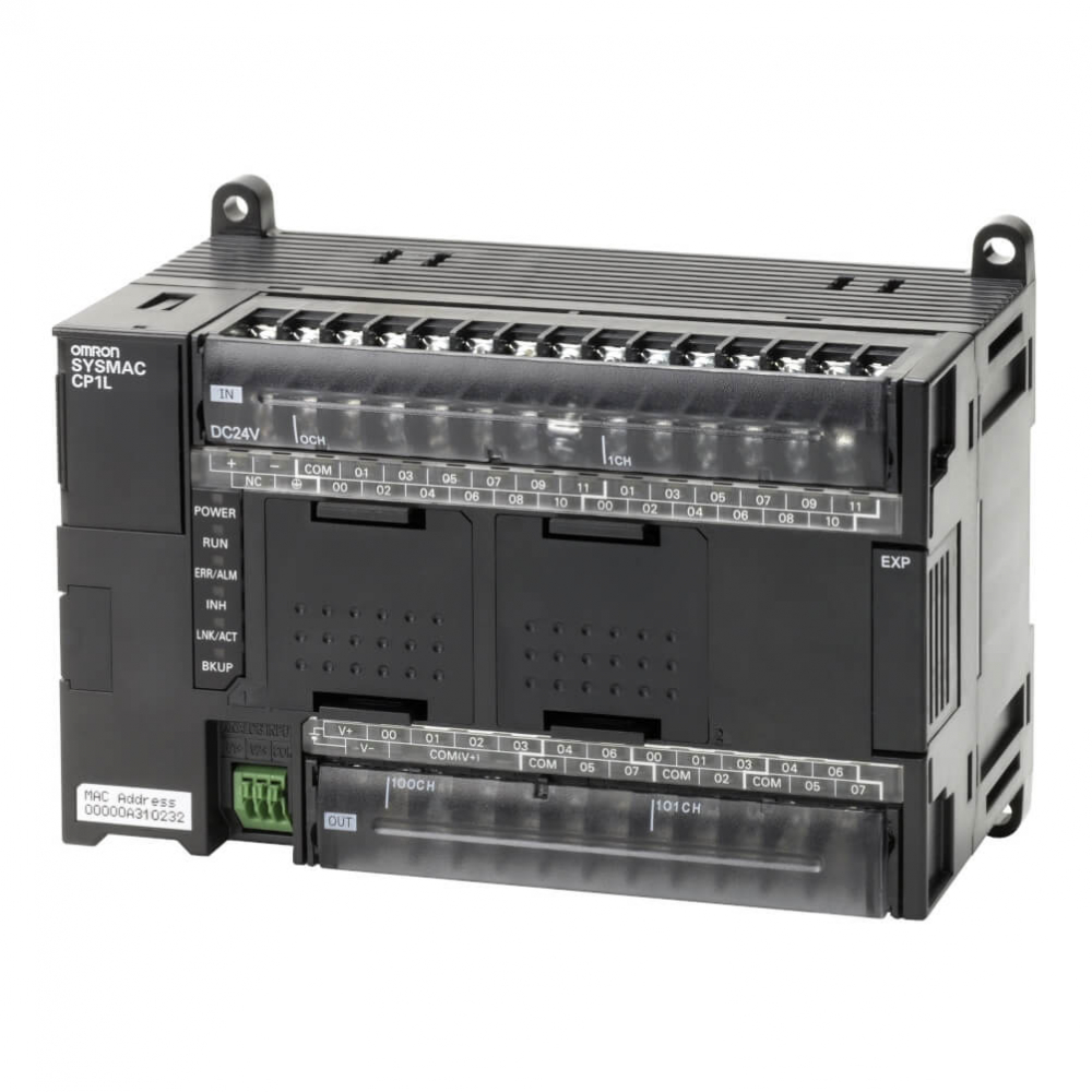 PLC, alimentare 24 VDC, 24 intrari x 24 VDC, 16 x relee iesire 2 A, 2 x intrari analogice, program 10k pasi + 32k cuvinte, 1 x  Ethernet [1]