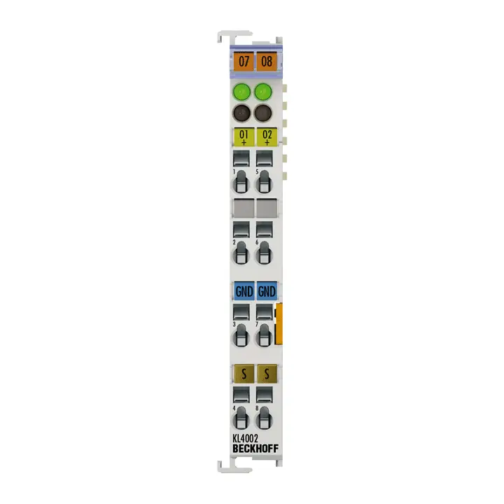 KL4002, Terminal de magistrală, ieșire analogică cu 2 canale, tensiune, 0…10 V, 12 biți [1]