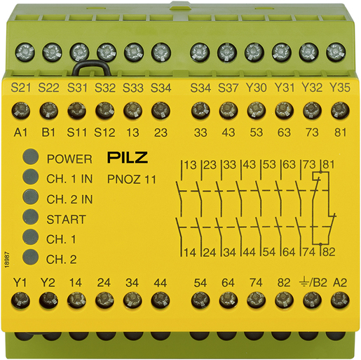 PNOZ 11 230-240VAC 24VDC 7n/o 1n/c, Releu de siguranță (autonom), intrări: 1/2 canal [1]
