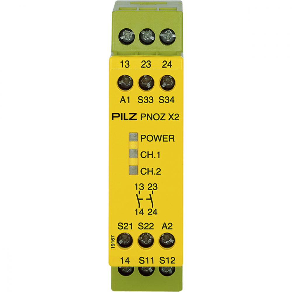 PNOZ X2 24VAC/DC 2n/o, Releu de siguranță (autonom), intrări: cablare 1/2 canal [1]