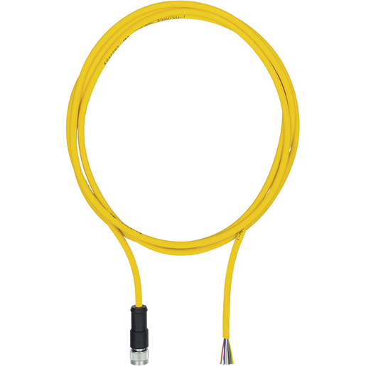 PSEN cablu axial M12 8 poli 5m, Cablu de conectare, PUR, galben RAL1003, potrivit pentru lanțuri portatoare, 8 pini [1]