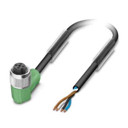 SAC-4P- 2,0-PUR/M12FR, Cablu senzor/actuator, 4 poziții, PUR fără halogen, negru-gri, mufă înclinată M12, lungime cablu: 2 m [1]