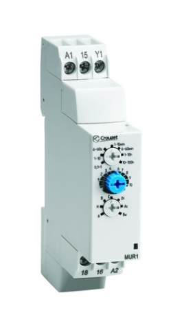 Relee si control - 88827105, Cronometru releu Chronos 2 MUR1, 24 VDC / 24-240 VAC, 1 C/O, 8 A, 0,1 s - 100 h, Multifunctional U (A - Ac - At - B - Bw - C - D - Di - H - Ht), Sina DIN, 17,5 mm