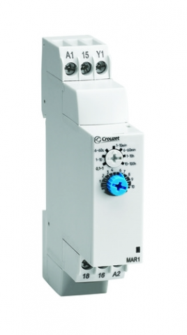 Relee si control - 88827125, Cronometru releu Chronos 2 MBR1, 24 VDC / 24-240 VAC, 1 C/O, 8 A, 0,1 s - 100 h, Funcția B: Single-shot, șină DIN, 17,5 mm