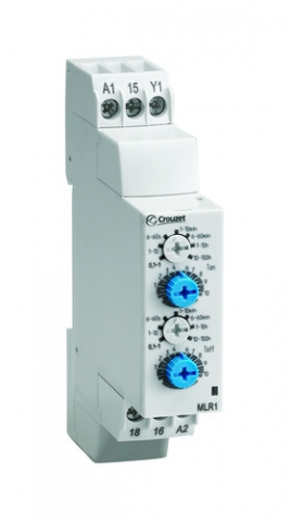 Relee de timp analogice - 88827155, Cronometru releu Chronos 2 MLR1, 24 VDC / 24-240 VAC, 1 C/O, 8 A, 0,1 s - 100 h, Funcții L/Li: Repetare ciclu, șină DIN, 17,5 mm