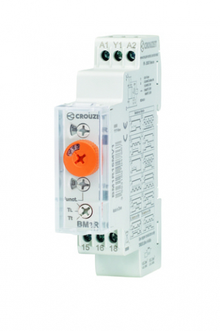 Relee de timp analogice - BM1R16MV1, Temporizator analog de mare putere Syr-Line BM1R, 12-240 VAC/DC, 16 A, șină DIN