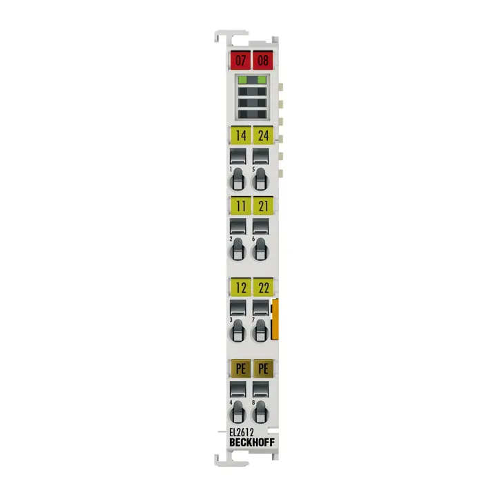 Seria EL - EL2612, Terminal EtherCAT, ieșire releu cu 2 canale, 125 V AC, 30 V DC, 0,5 A AC, 2 A DC         