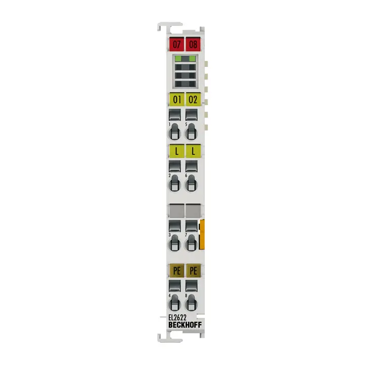 Seria EL - EL2622, Terminal EtherCAT, ieșire releu cu 2 canale, 230 V AC, 30 V DC, 5 A        