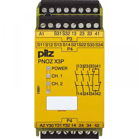 Relee de siguranta - PNOZ X3P 24VDC 24VAC 3n/o 1n/c 1so, Releu de siguranță (autonom)