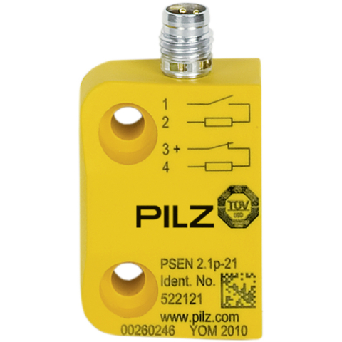 Intrerupatoare de siguranta - PSEN 2.1p-21/8mm/LED/1 întrerupător magnetic de siguranță 1 n/o 1 n/c, conector tată M8 cu 4 pini, pătrat, LED, IP67