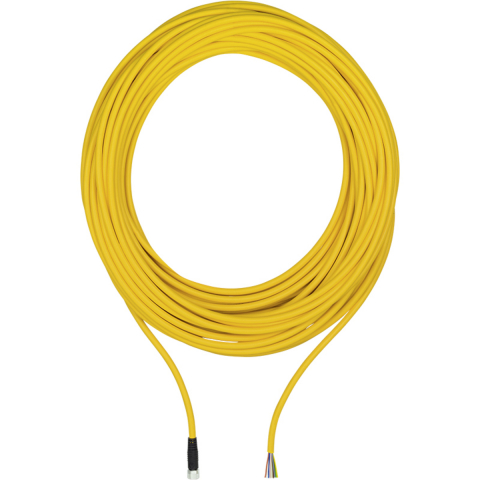Cabluri de conectare cu mufa - PSEN Kabel Winkel/mufă unghiulară cablu 10m, Cablu de conectare, PUR, galben RAL 1003, potrivit pentru lanțuri portatoare