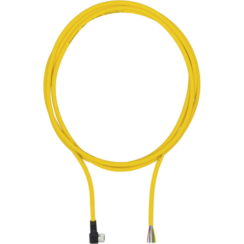 Cabluri de conectare cu mufa - PSEN Kabel Winkel/cablu unghi ștecher 5m, Cablu de conectare, PUR, galben RAL 1003, potrivit pentru lanțuri portatoare