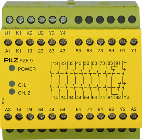 Relee de siguranta - PZE 9 24VDC 8n/o 1n/c, Extindere contact, intrări: cablare 1/2 canal
