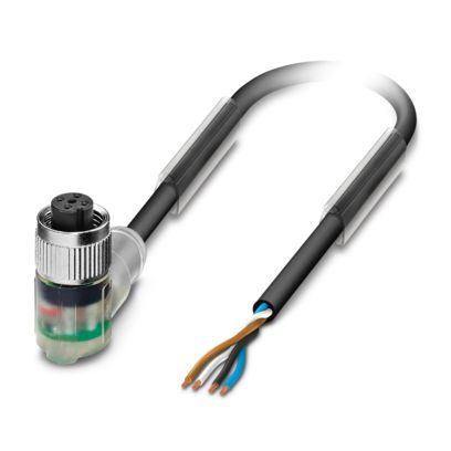Cabluri de conectare cu mufa - SAC-4P-10,0-PUR/M12FR-3L, Cablu senzor/actuator, 4 poziții, PUR fără halogeni, negru-gri 