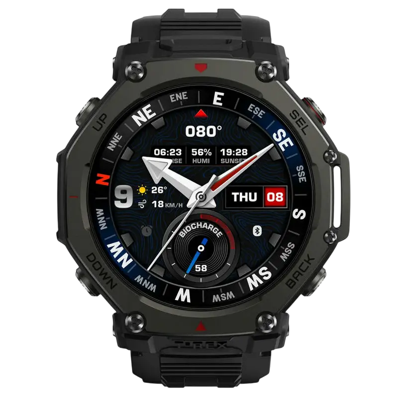 Ceasuri inteligente pentru bărbați - Amazfit T-Rex 3 Pro 48 mm Tactical Black cu ecran AMOLED și ramă din titan