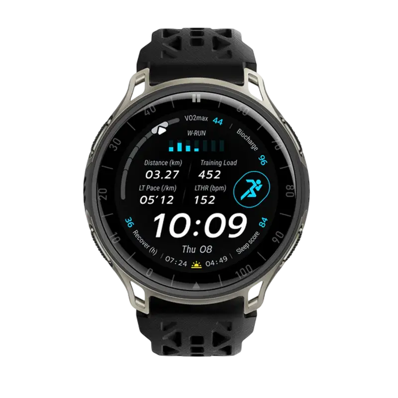 Ceasuri inteligente pentru bărbați - Amazfit Cheetah 2 Pro 48 mm din titan cu ecran AMOLED și curea neagră