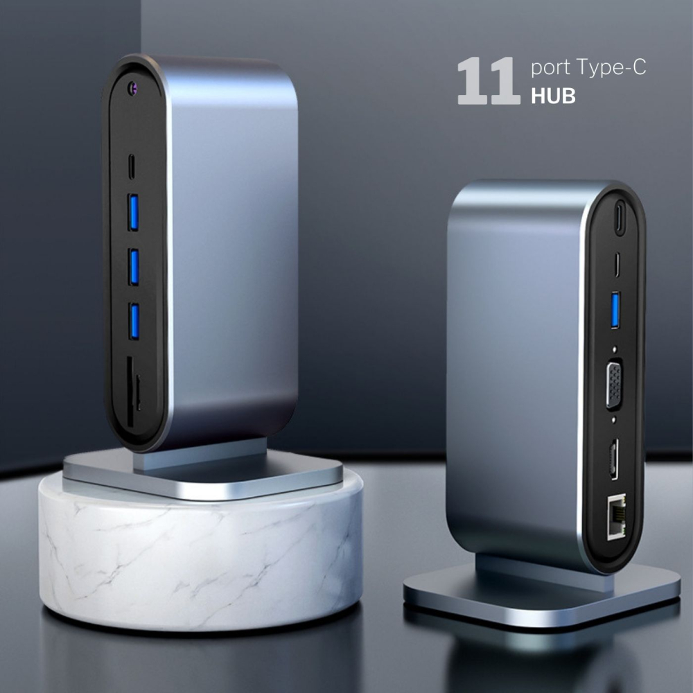 HUB vertical USB-C 11 in 1, HDMI,VGA,RJ45, PD 100W [2]