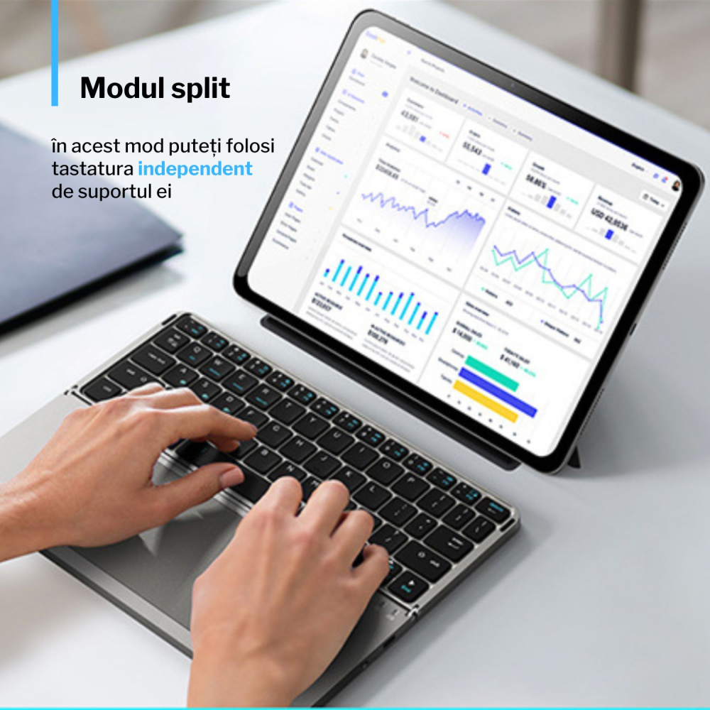 Tastatura pliabila wireless - conectare 3 dispozitive simultan [4]