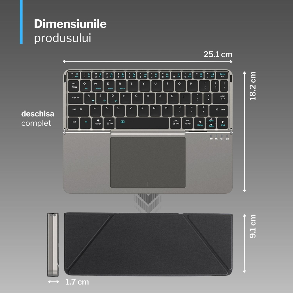 Tastatura pliabila wireless - conectare 3 dispozitive simultan [6]