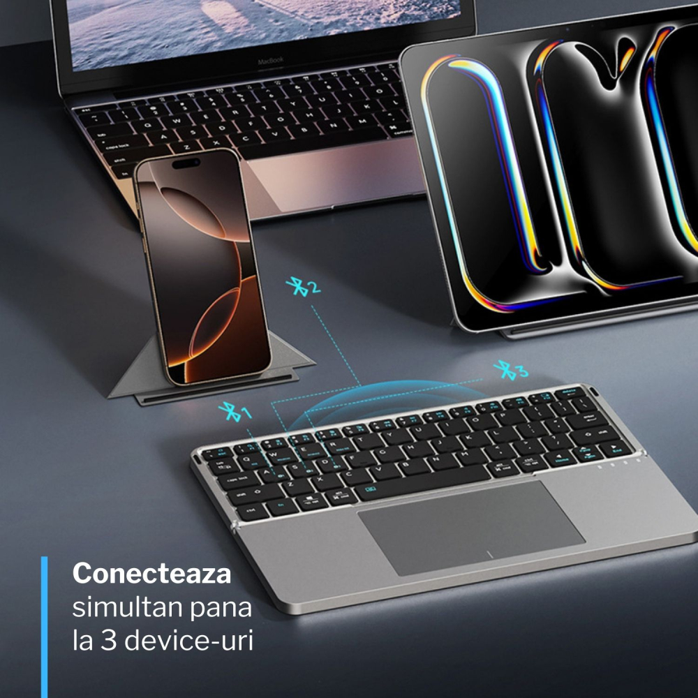 Tastatura pliabila wireless - conectare 3 dispozitive simultan [14]
