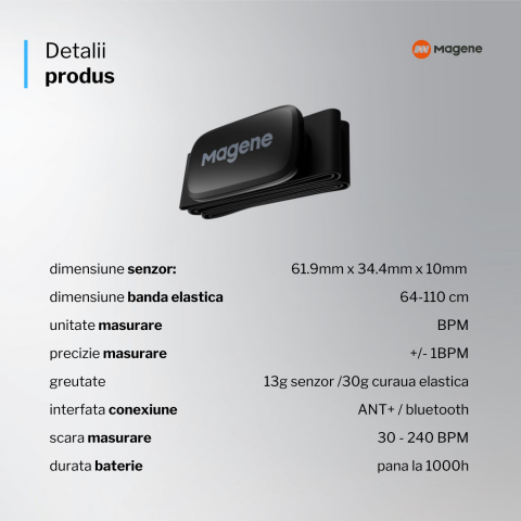 Centură  cu senzor de HRM (Heart Rate Monitor) multisport [6]