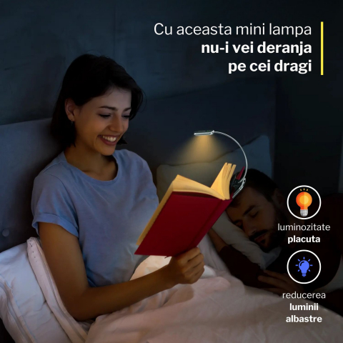 Lampa LED pentru citit portabila si prindere ferma cu clips, utila călătorii [5]