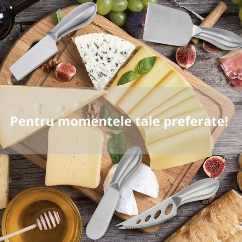 Set cutite pentru branzeturi din otel inoxidabil, 6 bucati, uz casnic/hotel/restaurant, cutie neagra [4]