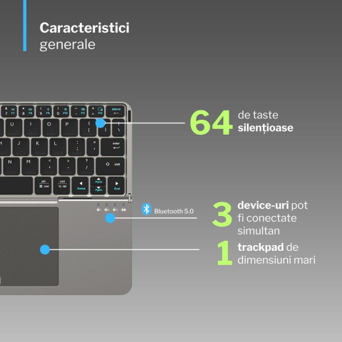 Tastatura pliabila wireless - conectare 3 dispozitive simultan [6]