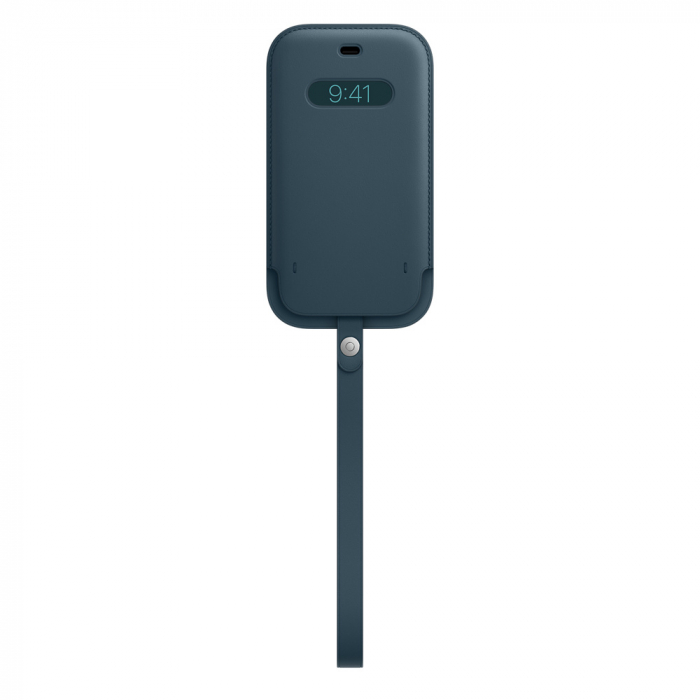 Husa de protectie Apple Sleeve cu MagSafe pentru iPhone 12 / iPhone 12 Pro, Piele, Baltic Blue (Seasonal Nov 2020) [1]