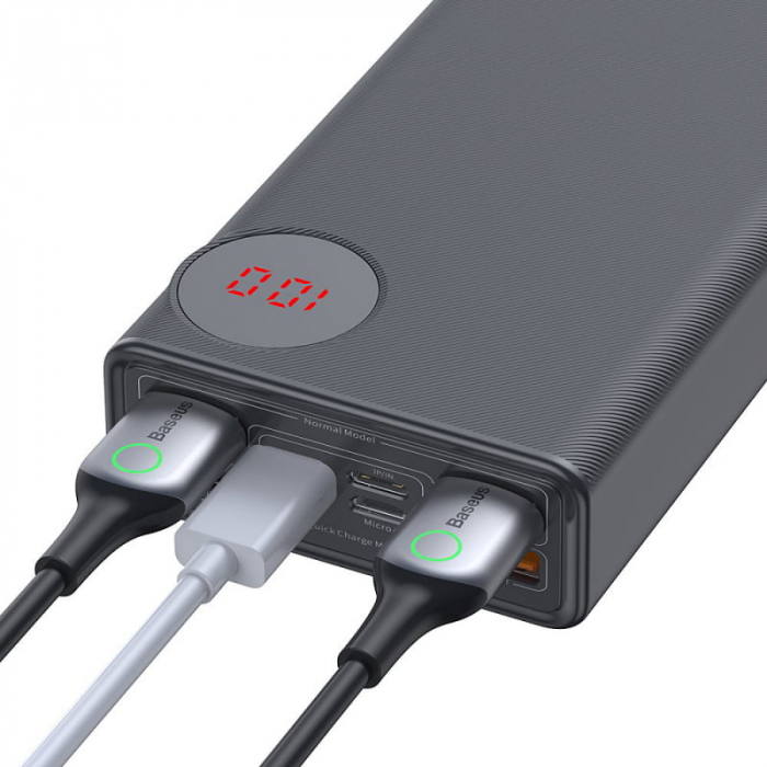 Baterie Externa (Powerbank) Baseus Mulight, 30000 MA, Standard Charge (5V), Cu Afisaj LED, QC3.0, 33W, Neagra [7]