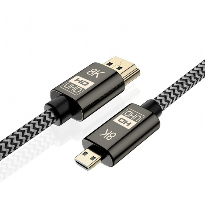 Cablu HDMI 8K RANOTY, MicroHDMI la HDMI, 1.5 M, UltraHD, Audio-Video, Negru [1]
