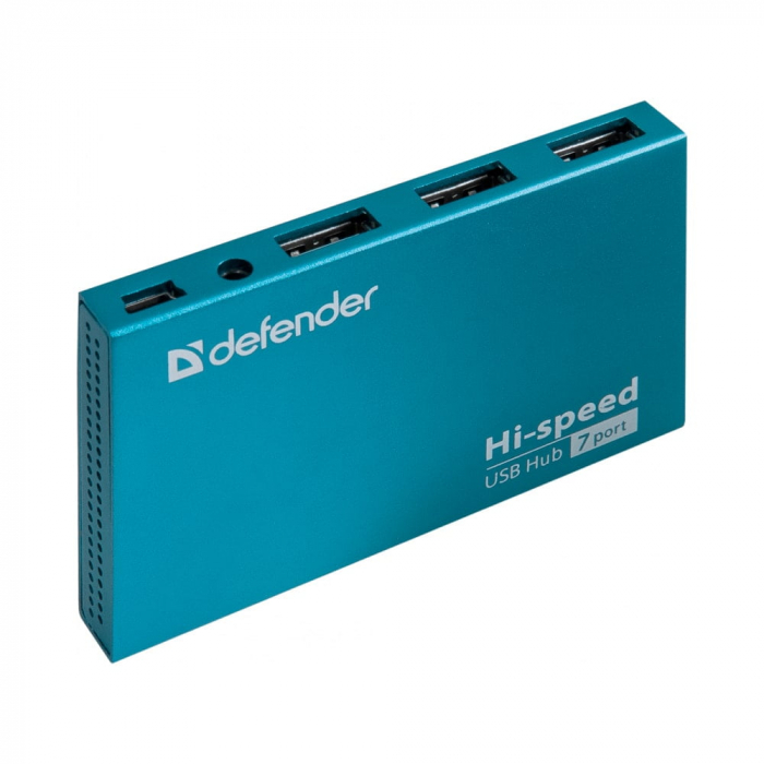 Hub USB 2.0 Defender Septima Slim cu 7 Porturi, Albastru [2]