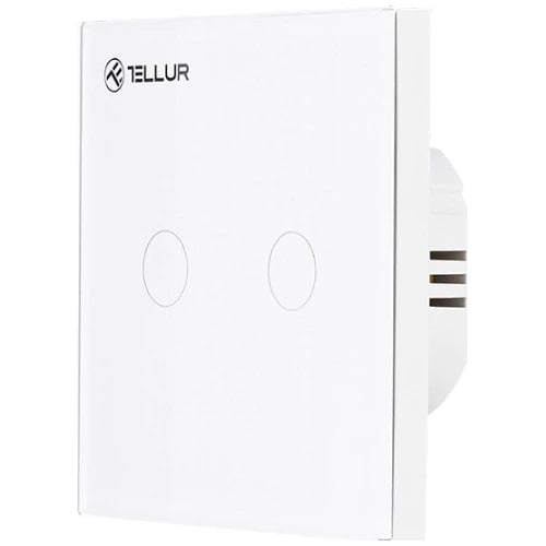 Intrerupator dublu Smart Switch Tellur, WiFi, Touchscreen, 1800W, 10A, Alb [4]