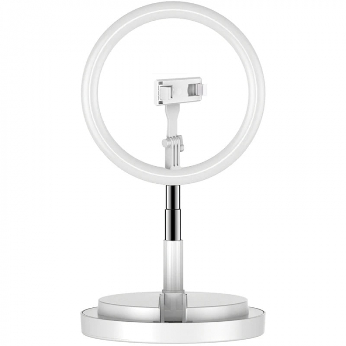 Lampa alba circulara Ring Light Selfie SmartGSM® cu suport de telefon si trepied reglabil pe inaltime 52-170 cm, 144 Leduri, Diametru 29 cm [1]