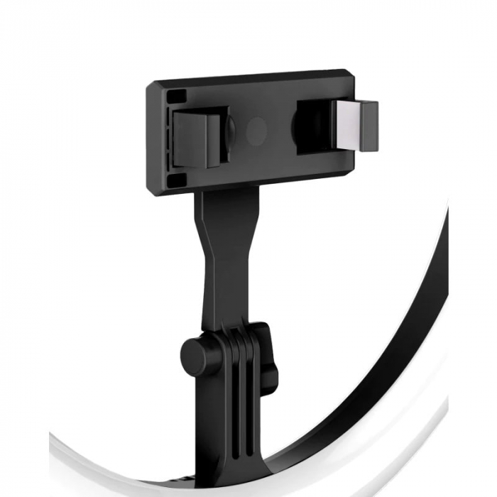 Lampa neagra circulara Ring Light Selfie SmartGSM® cu suport de telefon si trepied reglabil pe inaltime 52-170 cm, 144 Leduri, Diametru 29 cm [4]